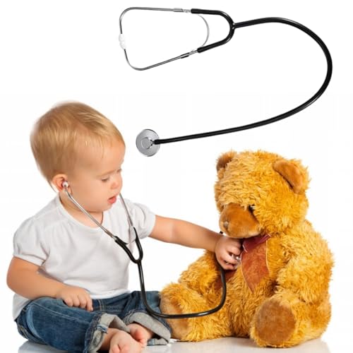 Kinder Stethoskop,Spielzeug Stethoskop,Klein Metall Stethoskop,Metall Stethoskop Kinder,Black Stethoscope,Doppelkopf Stethoskop Spielzeug für Stethoskope Rollenspiel von Cutiolly