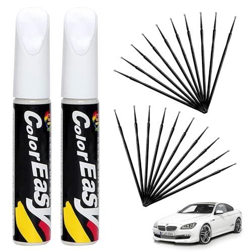 Lackstift Auto,Auto Reparatur Lack Auto Pinsel,Lack Reparatur,Autokratzer Reparaturmittel Autolack Reparatur,für Autos Reparaturwerkzeug (Weiß 2pcs + 20pcs Baumwollsticks) von Cutiolly