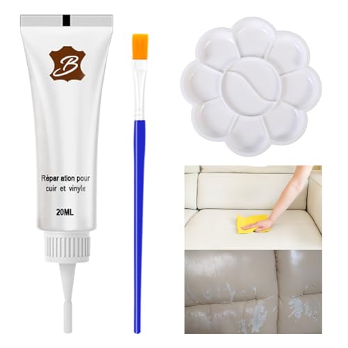 Leder Reparatur Set,Lederreparatur Creme,Leder Restaurator,Leder Kunstleder Reparatur Set,Lederreparatur Flüssigleder,Crema Riparazione Pelle Nera,Leder Autositze,Sofas,Reparatur,Weiß von Cutiolly