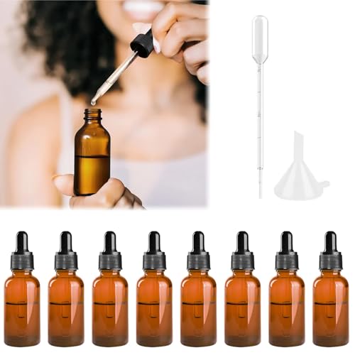 Cutiolly Pipette Bottles - Bottiglia di vetro ambrato per olio essenziale, oli essenziali, profumi, liquidi (10ml-8pcs+Kunststoff Sauger 1pcs+Trichter 1pc) von Cutiolly