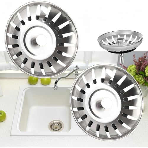 Siebkörbchen,Blanco Siebkörbchen,Siebkörbchen Edelstahl,Siebkörbchen Spüle,Universal Waschbecken 80 mm,Siebkörbchen Abflussstopfen Edelstahl Waschbeckenstöpsel Waschbeckensieb (2pcs) von Cutiolly