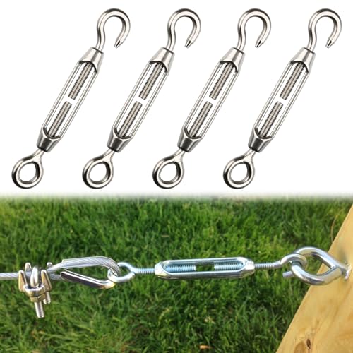 Spannschloss Seilspanner Edelstahl,4pcs M4 Seilspanner,Spannschloss M4,Spannschloss Drahtseil Spanner,Seilspanner Edelstahl,Drahtseil Spanner Edelstahl,Spannschlösser,Turnbuckle M4,Spannschloss Haken von Cutiolly