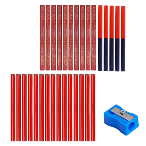 Zimmermannsbleistift,30pcs Baubleistift,Rot Bleistift Baustelle,Maurerbleistift,Holzbearbeitung Bleistifte,Bleistift Baustelle,Zimmermann Baustift,Hart Zimmermann Baustift,Holzbearbeitung Markierungs von Cutiolly