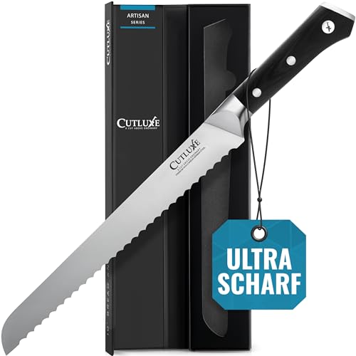 Cutluxe Brotmesser 25cm mit Wellenschliff – Brotschneidemesser Brötchenmesser Küchenmesser Kochmesser – Ergonomisches Design & Extrem Scharf von Cutluxe