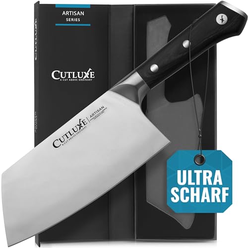 Cutluxe Hackmesser – 18 cm Schweres Fleischerbeil, Küchenbeil, Metzgermesser zum Fleischschneiden – Vollniet Ergonomisches Griffdesign – Artisan-Serie von Cutluxe