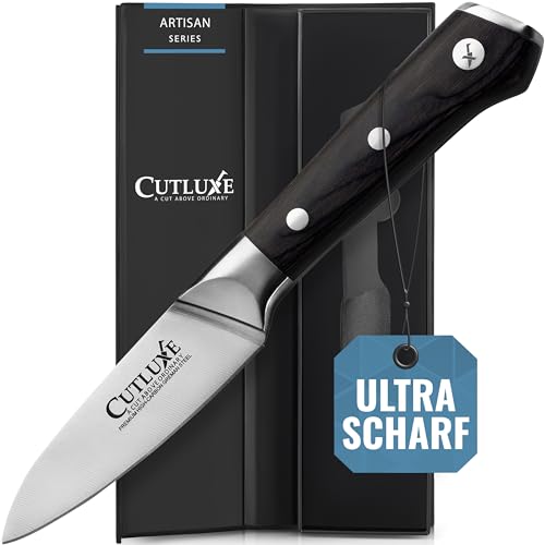 Cutluxe Küchenmesser Klein 9cm – Gemüsemesser Obstmesser Schälmesser Kochmesser – Ergonomisches Design & Extrem Scharf – Artisan Series von Cutluxe