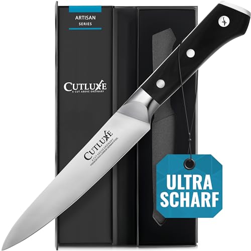 Cutluxe Profi Allzweckmesser 14cm – Universal Küchenmesser Kochmesser Fleischmesser Gemüsemesser Fischmesser – hochwertiger deutscher Qualitäts-Stahl – ergonomisches Design & extrem scharf von Cutluxe