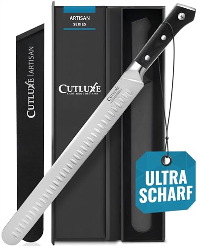 Cutluxe Schinkenmesser Tranchiermesser - 30cm Brisket Messer, Fleisch- und BBQ-Messer - Scharfes Messer aus deutschem Stahl - Volltang & ergonomisches Griffdesign - Artisan Serie von Cutluxe