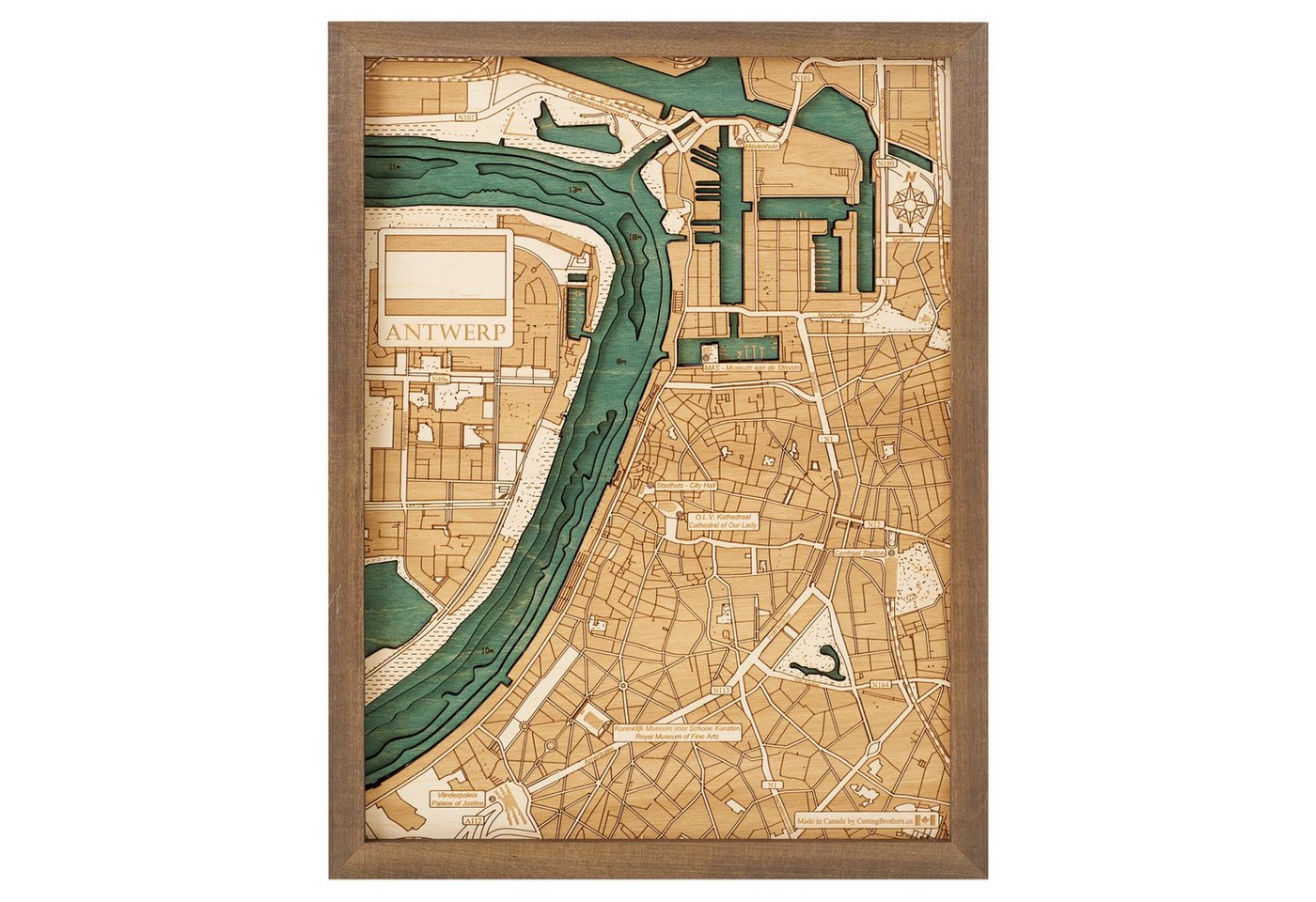 Cutting Brothers Holzbild Antwerpen 40.5x30.5 cm, 3D Holz-Wandkarte, handgefertigt aus Echtholz Cutting Brothers Holzbild Antwerpen 40.5x30.5 cm, 3D Holz-Wandkarte, handgefertigt aus Echtholz von Cutting Brothers