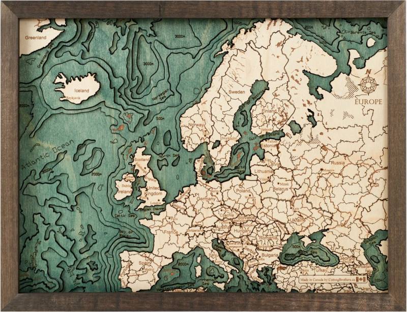 Cutting Brothers Holzbild Europa Europe 40.5 x 30.5, Europa Europe 40.5 x 30.5 von Cutting Brothers