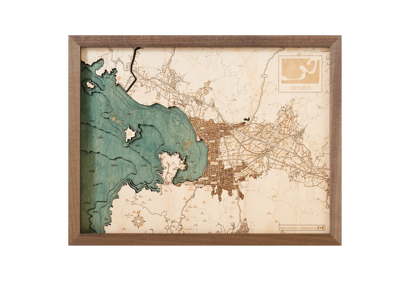 Cutting Brothers Holzbild Fethiye 40.5x30.5 cm, 3D Holz-Wandkarte, handgefertigt aus Echtholz Cutting Brothers Holzbild Fethiye 40.5x30.5 cm, 3D Holz-Wandkarte, handgefertigt aus Echtholz von Cutting Brothers