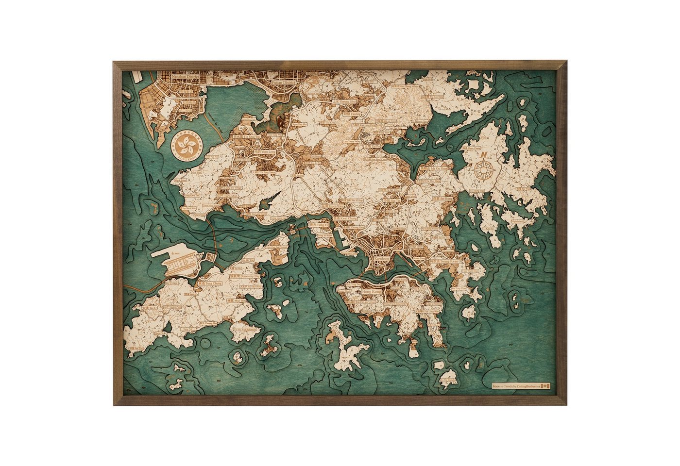 Cutting Brothers Holzbild Hong Kong 81x61 cm, 3D Holz-Wandkarte, handgefertigt aus Echtholz Cutting Brothers Holzbild Hong Kong 81x61 cm, 3D Holz-Wandkarte, handgefertigt aus Echtholz von Cutting Brothers