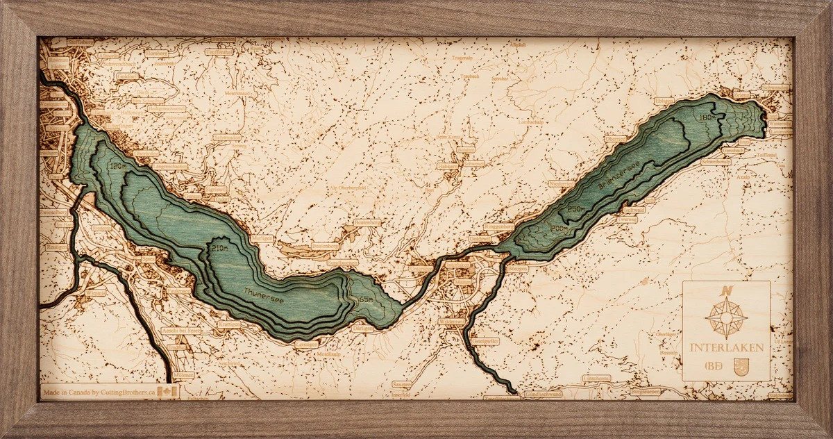 Cutting Brothers Holzbild Interlaken Brienzersee Thunersee 40.5 x 30.5, Interlaken Brienzersee Thunersee 40.5 x 30.5 von Cutting Brothers