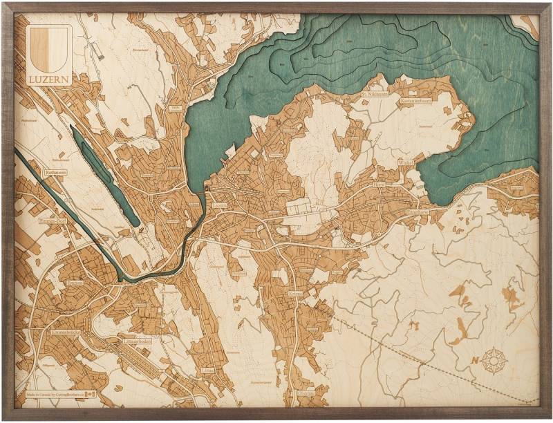Cutting Brothers Holzbild Luzern 81 x 61, Luzern 81 x 61 von Cutting Brothers