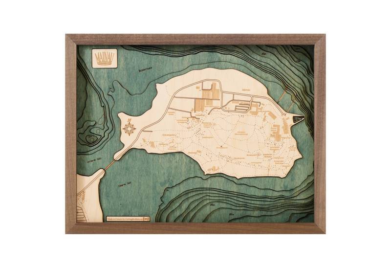 Cutting Brothers Holzbild Mainau Bodensee 40.5x30.5 cm, 3D Holz-Wandkarte, handgefertigt aus Echtholz von Cutting Brothers