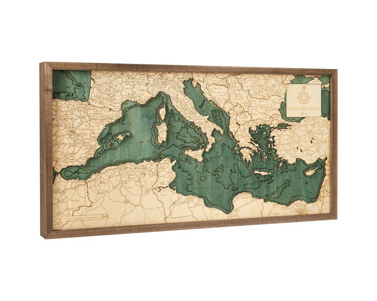 Cutting Brothers Holzbild Mittelmeer Mediterreanen 81x40.5 cm, 3D Holz-Wandkarte, handgefertigt aus Echtholz Cutting Brothers Holzbild Mittelmeer Mediterreanen 81x40.5 cm, 3D Holz-Wandkarte, handgefertigt aus Echtholz von Cutting Brothers