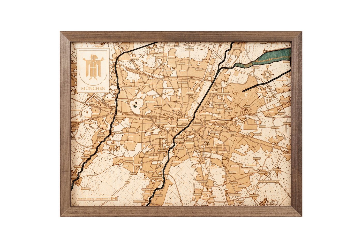 Cutting Brothers Holzbild München 40.5 x 30.5, München 40.5 x 30.5 von Cutting Brothers