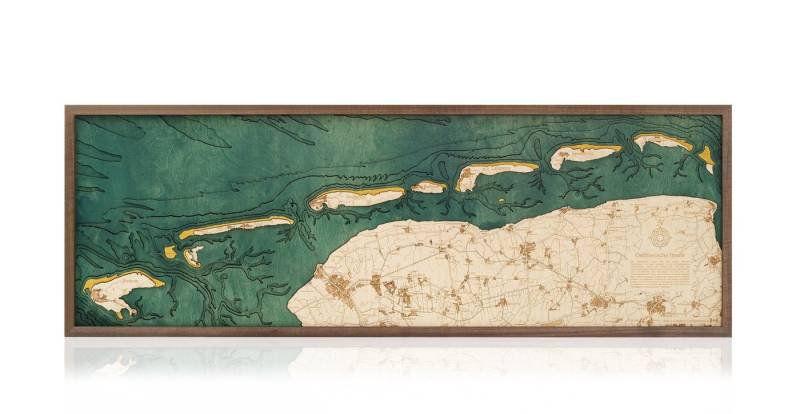Cutting Brothers Holzbild Ostfriesische Inseln 122x40.5 cm, 3D Holz-Wandkarte, handgefertigt aus Echtholz von Cutting Brothers
