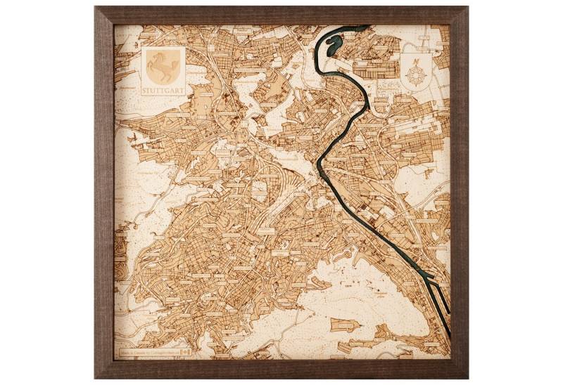 Cutting Brothers Holzbild Stuttgart 35 x 35, Stuttgart 35 x 35 von Cutting Brothers