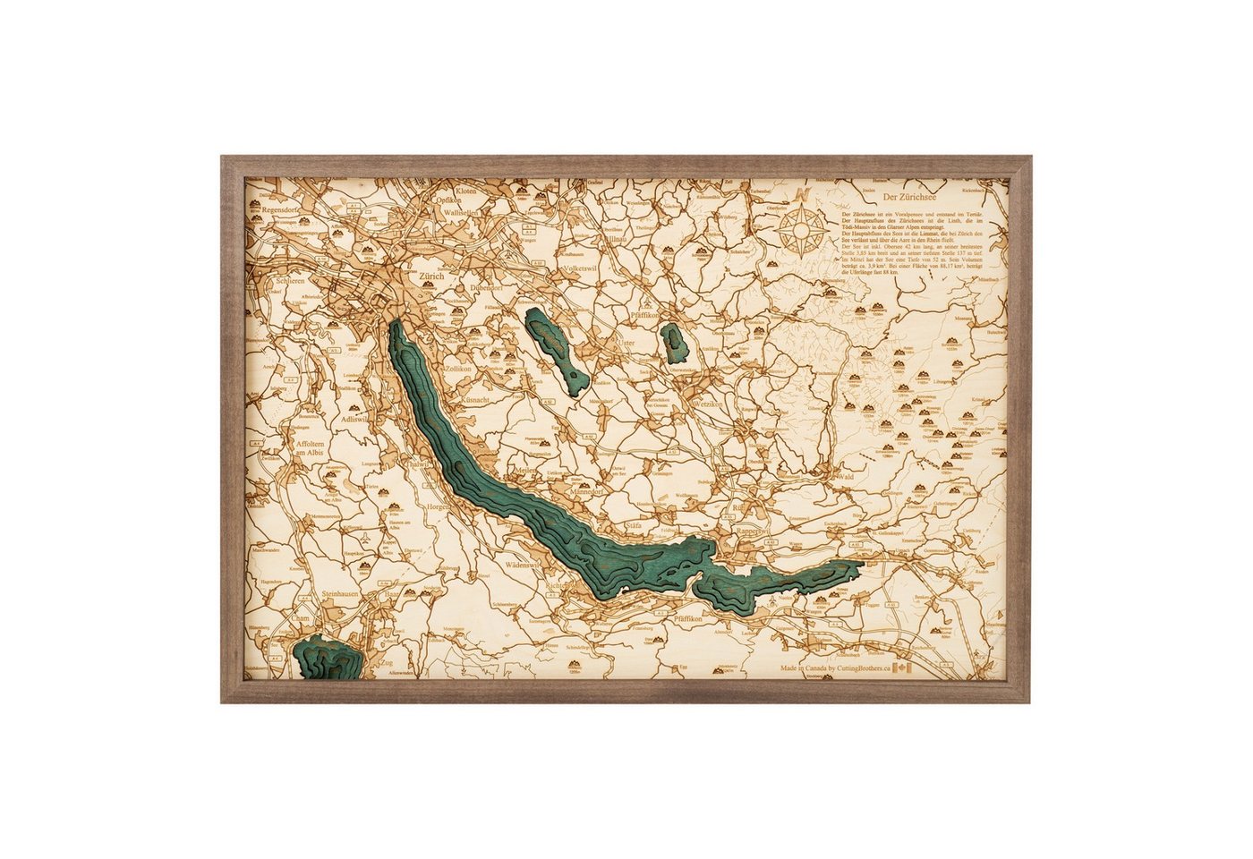 Cutting Brothers Holzbild Zürichsee 61x40.5 cm, 3D Holz-Wandkarte, handgefertigt aus Echtholz Cutting Brothers Holzbild Zürichsee 61x40.5 cm, 3D Holz-Wandkarte, handgefertigt aus Echtholz von Cutting Brothers