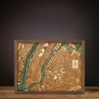 New York - 3D Wandkarte Aus Naturholz in Handarbeit Gefertigt. 40.5 X 30.5 cm von CuttingBrothers3D