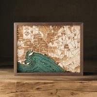 Palma De Mallorca 3D Wandkarte Aus Naturholz in Handarbeit Gefertigt. 40.5 X 30.5 cm von CuttingBrothers3D