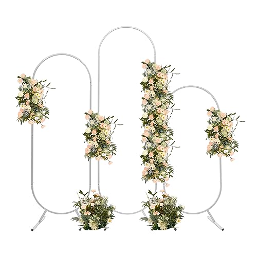 3 Stück Hochzeitsbogen-Hintergrundständer, Metall Hochzeit Bogen Hintergrund Stand Set für Hochzeit, Geburtstag, Party, Zeremonie, Gartendekoration (4.59FT, 5.58FT, 6.56FT) (Weiß) von Cutycaty