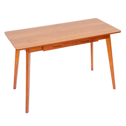 Cutycaty Holz Kleiner Schreibtisch mit Schubladen, Holz-Schreibtisch, Computertisch, Schreibtisch, Kleiner Esstisch, 120x55x74cm (Walnussfarbe) von Cutycaty