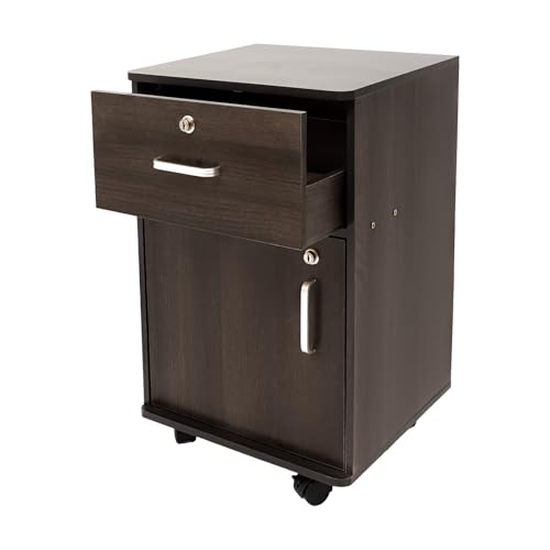 Cutycaty Nachttisch, Schlichter Nachtschrank mit Räder, Modern Nachtkästchen, Boho Nachtkommode für Schlafzimmer/Wohnzimmer, 34x59x37cm (Schwarze Walnuss) von Cutycaty