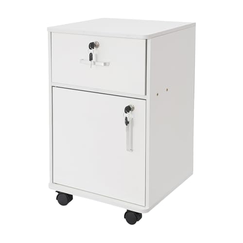 Cutycaty Nachttisch, Schlichter Nachtschrank mit Räder, Modern Nachtkästchen, Boho Nachtkommode für Schlafzimmer/Wohnzimmer, 34x59x37cm (Weiß) von Cutycaty