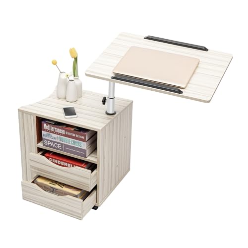 Cutycaty Nachttisch Funktioneller Bestelltisch Nachttisch höheverstellbar Schlafzimmermöbel Kommode Drehbarer Verstellbarem Mobil Schlafzimmer Nachtkommode mit Rollen Schubladen von Cutycaty
