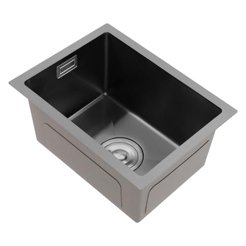 Einbauspüle Edelstahl Spülbecken 30x40x20cm Moderne Küchenspüle 1 Becken Rechteckig, Edelstahlspüle, Spüle Edelstahl Klein (Schwarz) von Cutycaty