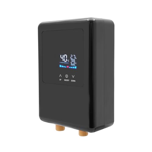Elektrischer Durchlauferhitzer Mini Tanklose Wassererhitzer mit LED Temperaturanzeige, Instant Klein Durchlauferhitzer, 4.5KW 220V, Einstellbare Leistung (Schwarz) von Cutycaty