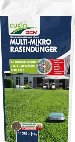 CUXIN DCM Multi-Mikro Rasendünger - Langzeit Rasendünger - In MINIGRAN® Technology - Mähroboter - organisch-mineralischer NPK-Dünger -20 KG für 250qm von Cuxin