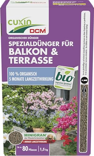CUXIN DCM Spezialdünger für Balkon & Terrasse - Spezialdünger - Mit MINIGRAN® TECHNOLOGY - Balkondünger - Kübelpflanzendünger - Bio - organischer NPK-Dünger - 1,5 kg von Cuxin