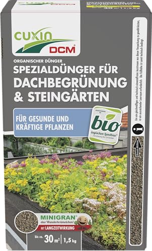 CUXIN DCM Spezialdünger für Dachbegrünung & Steingärten- Mit MINIGRAN® TECHNOLOGY - Für wasserspeichernde Pflanzen - Bio - organisch-mineralischer Dünger - Langzeitdünger - 1,5 kg von Cuxin