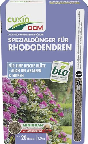 CUXIN DCM Spezialdünger für Rhododendren, Azaleen, Eriken - Spezialdünger - Mit MINIGRAN® TECHNOLOGY - Bio - organisch-mineralischer Dünger - 1,5 kg von CUXIN