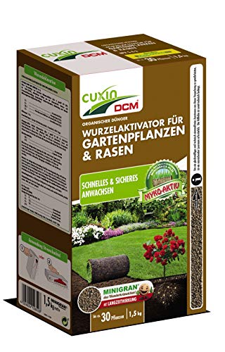 CUXIN DCM Wurzelaktivator für Gartenpflanzen & Rasen - Bodenaktivator - Mit MINIGRAN® TECHNOLOGY - Neuanlage - organisch-mineralischer NPK-Dünger-1,5 KG für 30 Pflanzen von Cuxin