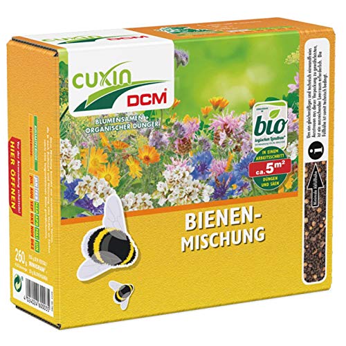 Cuxin Blumensamen Bienen-Mischung, 2in1 Dünger & Saatgut, 260 g von Cuxin