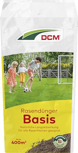 DCM Rasendünger Basis - Langzeit Rasendünger - Mit MINIGRAN® TECHNOLOGY - Für alle Flächen geeignet - organisch-mineralischer NPK-Dünger - 9 kg für 200 qm von DCM