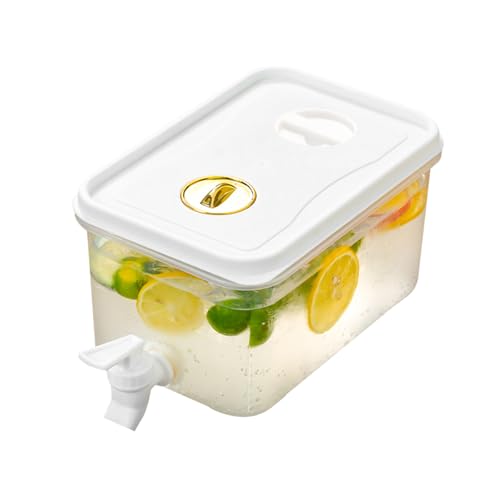 2L Kunststoff Getränkespender mit Zapfhahn Kühlschrank Wasserspender mit Filter Eiswassereimer mit Deckel für Kalte Getränke Obst Teekanne 20x13x10 cm von Cuyacili