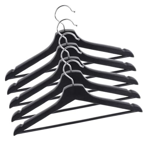 CvbGNJm Kleiderbügel, Garderobenständer, Rockbügel, 5er-Pack aus Holz, rutschfeste Anzugbügel, Schwarz(Black) von CvbGNJm