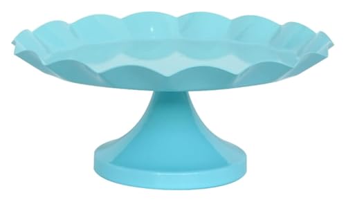 CvbGNJm Tortenständer, Dessert-Blau-Tortenständer, runder, gewellter Rand, Metall-Dessert-Display-Serviertablett, Cupcake-Ständer aus Schmiedeeisen, Obstteller for Teepartys, Hochzeiten,(17 * 7cm) von CvbGNJm