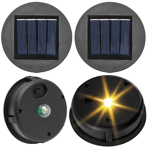 Cveenk 4 Stück Solarlampen Ersatz Top 8cm, IP55 Wasserdicht Solarleuchten Ersatz Top mit Heller LED, Solarleuchten Ersatzteile mit Hocheffizienten Solarpanels für Solarlampen Laterne Deckel Garten von Cveenk