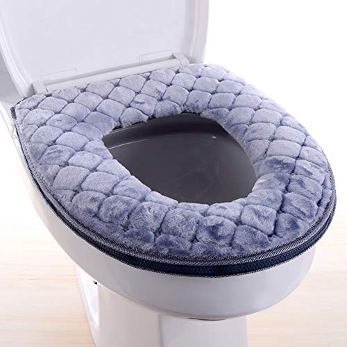 Cvian Toilettensitz-Auflagen für Badezimmer, weich, dicker wärmer, dehnbar, waschbar, WC-Bezug, grau von CviAn