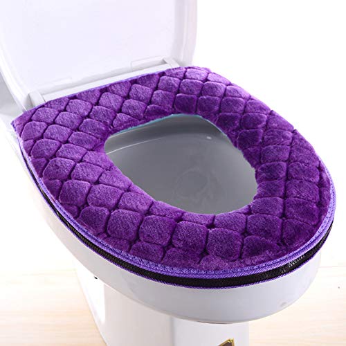 Cvian Toilettensitz-Auflagen für Badezimmer, weich, dicker wärmer, dehnbar, waschbar, WC-Bezug, violett von CviAn
