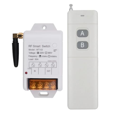 Cvoepobey -02 AC 220V 1CH 30A Relais Funk-Fernbedienungsschalter Wasserpumpe Lichtsteuerung 433 MHz Empfänger + 3000M Sender Kunststoff für Wasserpumpe LED-Licht von Cvoepobey