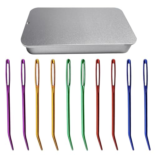 Cvoepobey 10 Stück Webnadeln mit Großem Öhr, Stumpfe Garnnadeln, Sticknadeln mit Gebogener Spitze zum Weben von Cvoepobey