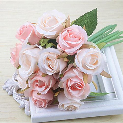 Cvoepobey 12 stuecke/Charge Kuenstliche Rose Blumen Hochzeit Bouquet Thai Royal Rose Seidenblumen Dekoration Hochzeit Party Decor (Champagner) von Cvoepobey