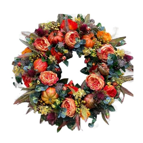 Cvoepobey 17,7-Herbstkranz, Herbstkränze für die Haustür im Freien, mit Kürbisbeeren, Geeignet für Halloween, Thanksgiving, Einfache Installation, Einfach zu Verwenden von Cvoepobey
